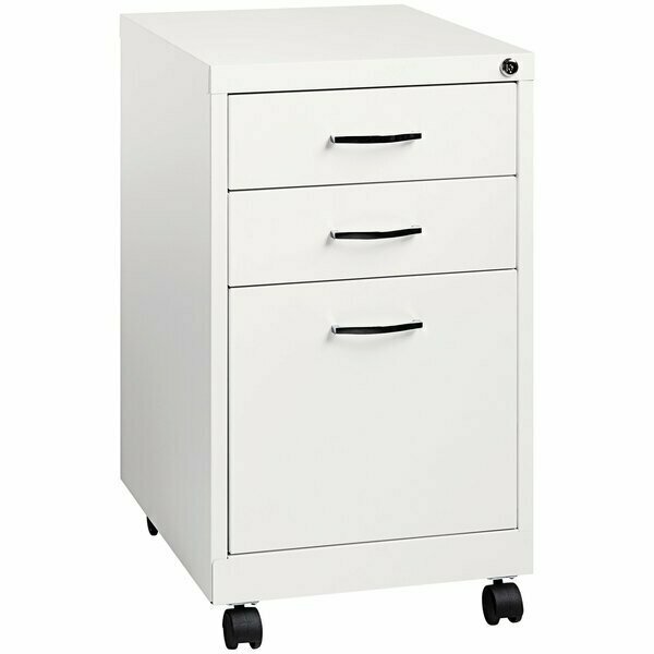 Hirsh Industries 15'' x 19'' x 26'' White Mobile Pedestal Filing Cabinet with 3 Drawers 42021028